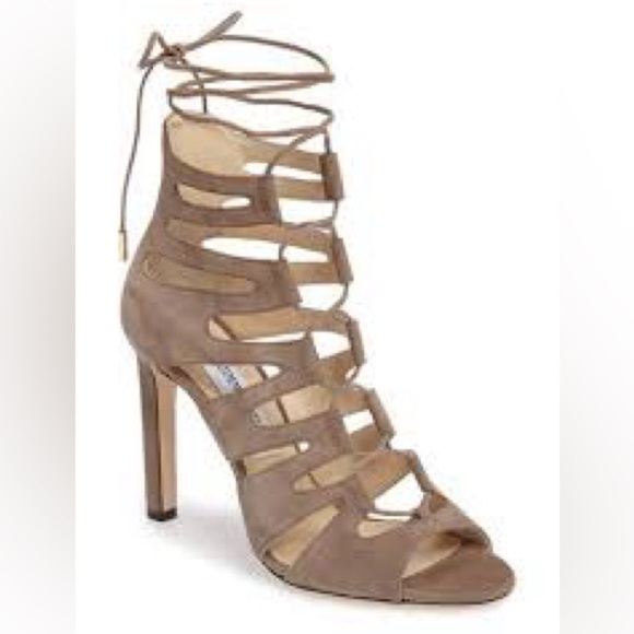 Jimmy Choo Hitch Sandal Booties In light Mocha NEW - Picture 2 of 12